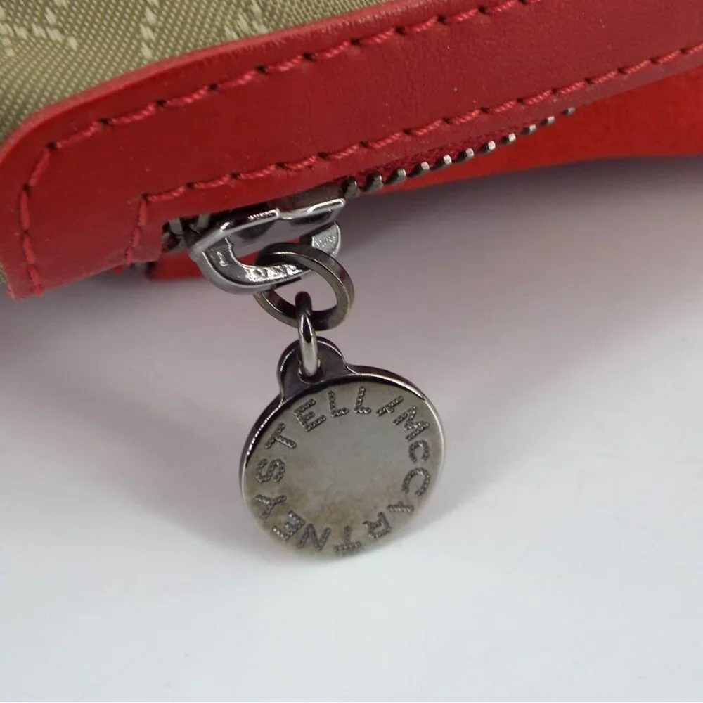Stella McCartney Falabella Red Satchel Tote Bag Silver Tone Chain Trim Italy - Picture 11 of 14